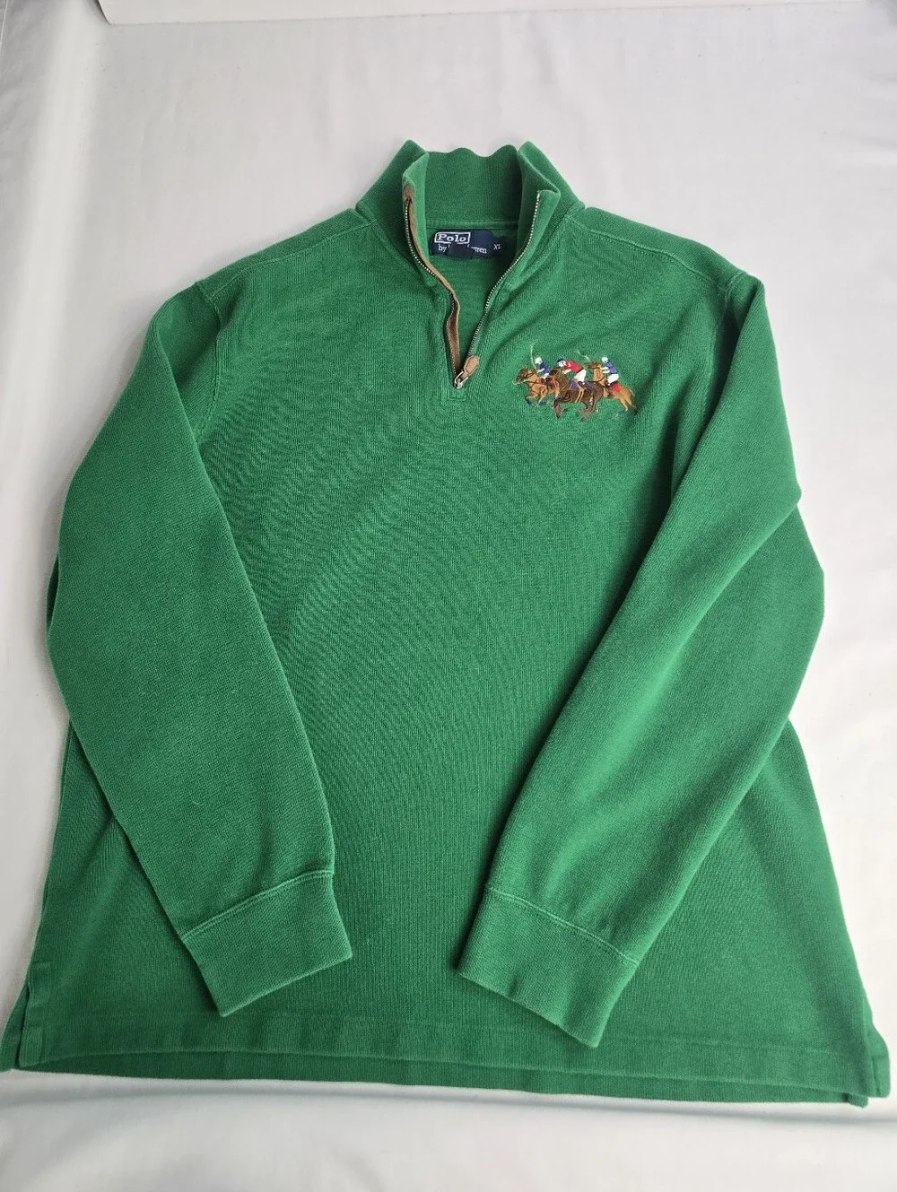 Polo By Ralph Lauren Green 1/4 Zip Pullover Sweater Big Pony XL